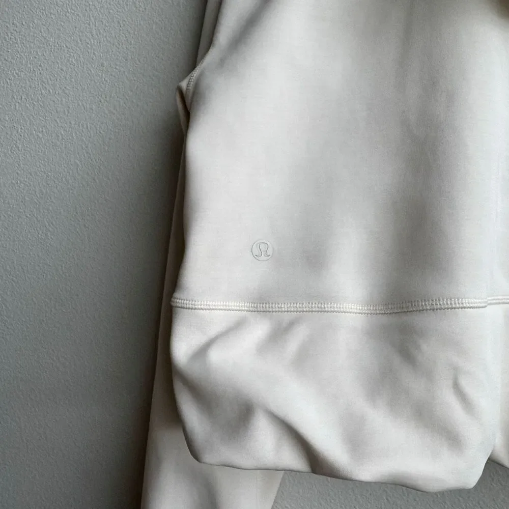 Lululemon Brushed Softstreme Hood Full Zip Up Size 8 Medium Ivory Bone